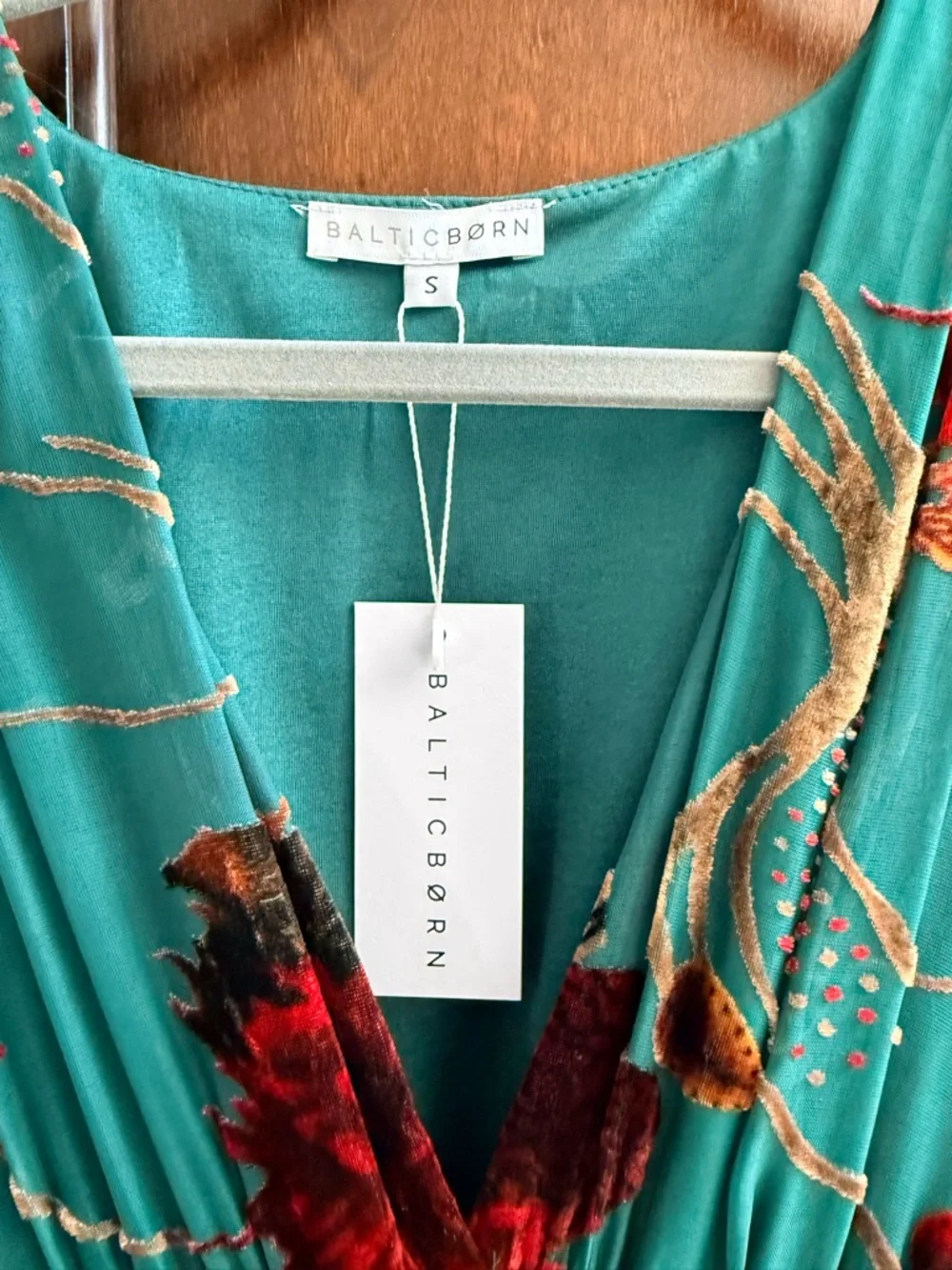 Baltic Born Teal Maxi Dress with Red and Brown Floral Print - Picture 3 of 3